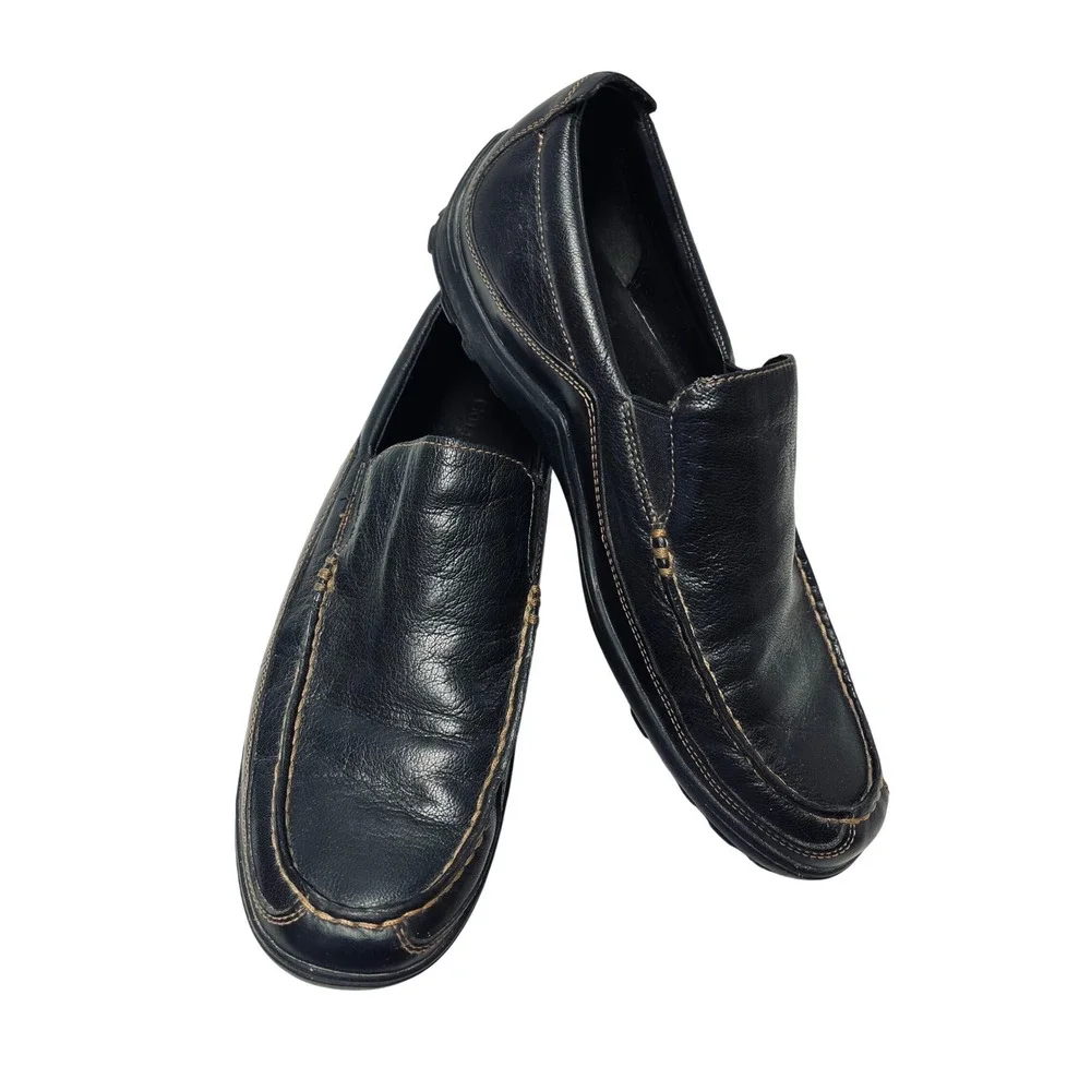 Cole Haan Men's Driving Loafers 10 M Black Leather Tucker Moc Toe Slip On Shoes